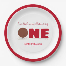 Our Little Meatball Turning One 1st Birthday Paper Plate