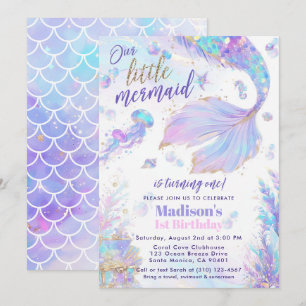 Our Little Mermaid 1st Birthday Invitation