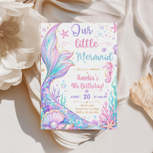 Our Little Mermaid 4th Birthday Mermaid Party Invitation