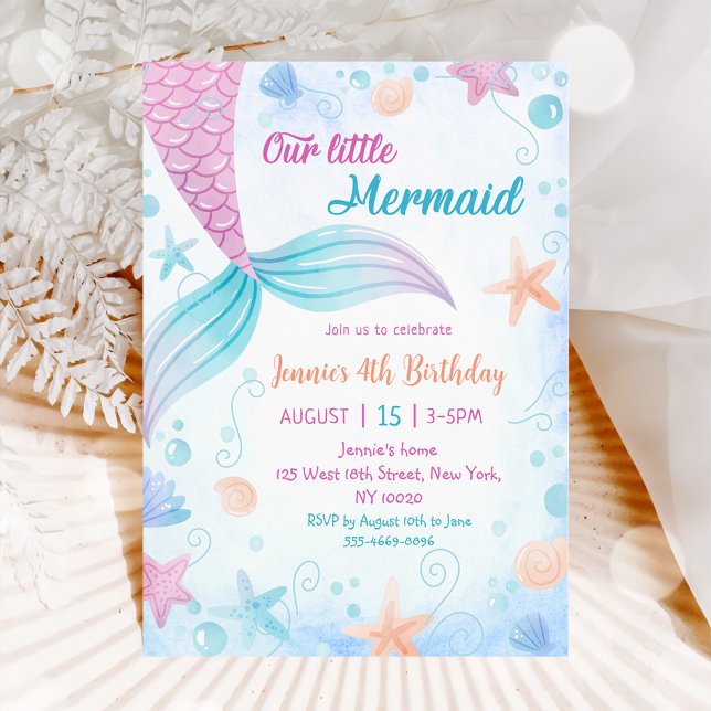 Our Little Mermaid 4th Birthday Mermaid Party Invitation (Creator Uploaded)