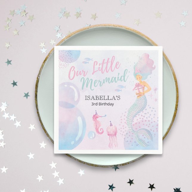 Our Little Mermaid Birthday Paper Napkin (Creator Uploaded)