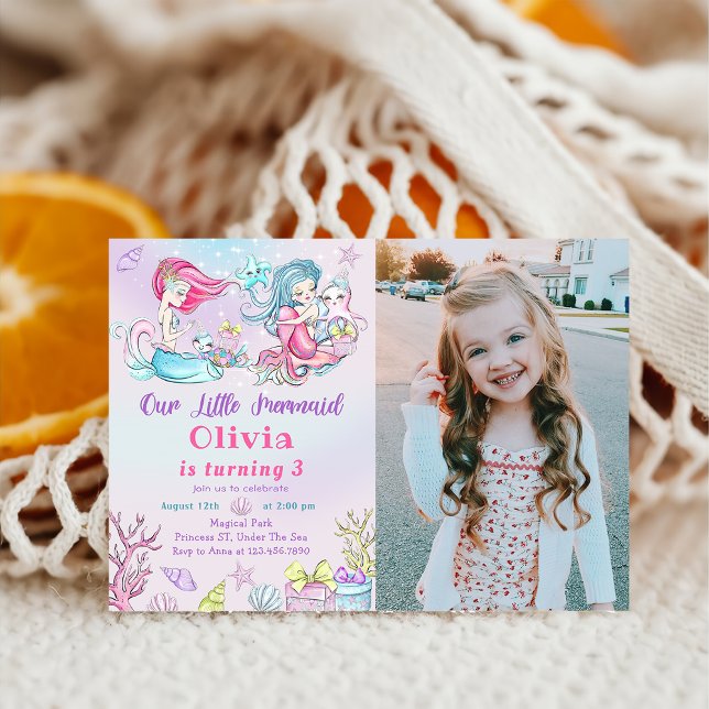 Our Little Mermaid Birthday Party Photo Invitation (Creator Uploaded)