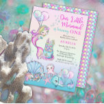 Our Little Mermaid Girl 1st Birthday Party Invitation<br><div class="desc">Cute little girl's "1st Birthday Party" mermaid under the sea theme complete with birthday cake and assorted sea creatures joining in the fun.  Composite design by Holiday Hearts Designs.</div>