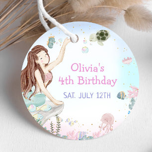 Our Little Mermaid Girl 4th Birthday Party Favour Tags