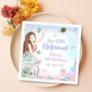 Our Little Mermaid Girl 4th Birthday Party  Napkin