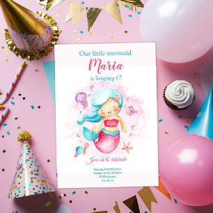 Our Little Mermaid Girl Birthday Invitation 