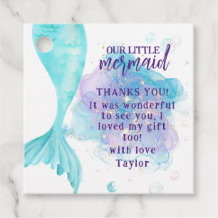 Our Little Mermaid Photo Birthday Party Favour Tags