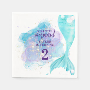 Our Little Mermaid Photo Birthday Party Napkin