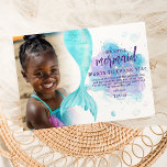 Our Little Mermaid Photo Birthday Party Thank You Card<br><div class="desc">"Step into a magical undersea world with our Little Mermaid-themed photo thank you cards! In lively shades of purple,  turquoise,  and calming blue,  your guests will be transported to an underwater wonderland. Thank your friends and family for making your child's birthday party unforgettable with these charming appreciation cards."</div>