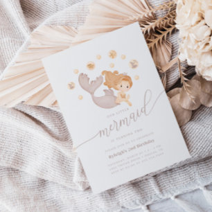 Our Little Mermaid Sea Girls Boho Birthday Party Invitation
