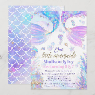 Our Little Mermaids Joint Birthday Invitation