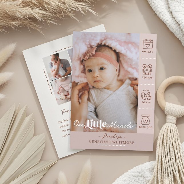 Our Little Miracle Baby Birth Stats Newborn Photos Announcement (Our Little Miracle Baby Birth Stats Newborn Photos Announcement)