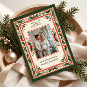 Our Little Miracle Is on the Way Photo Holiday Card