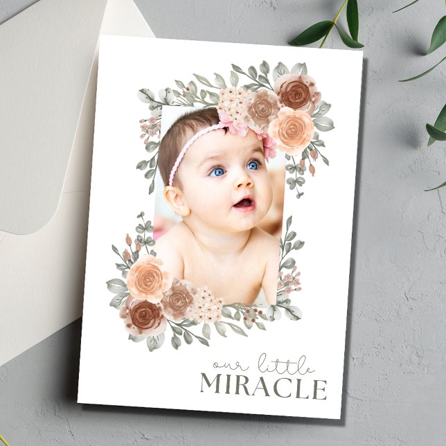 Our Little Miracle Photo Baby Girl Birth Announcement (Our Little Miracle Photo Baby Girl Birth Announcement)