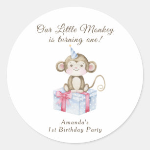 Our Little Monkey First Birthday Classic Round Sticker