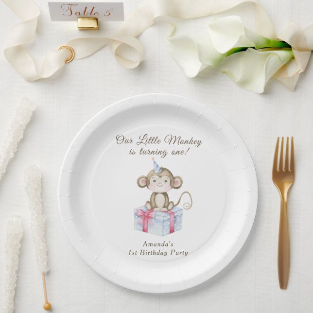 Our Little Monkey First Birthday  Paper Plate (Wedding)