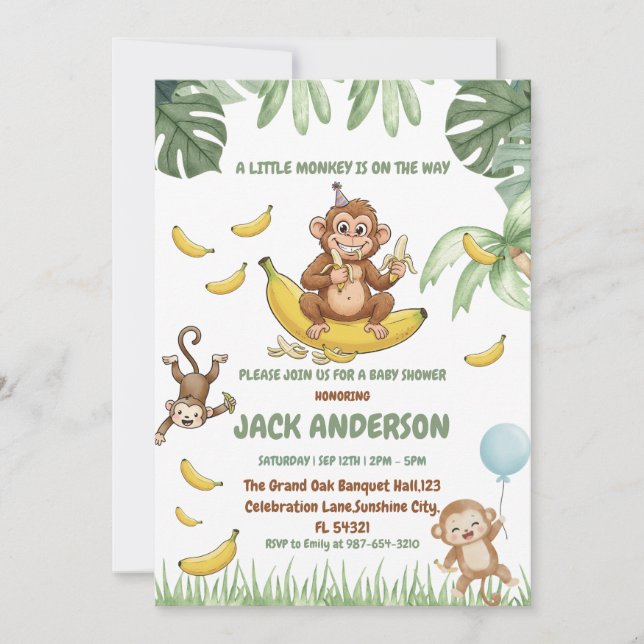 Our Little Monkey is Turning 1 Birthday Party  Invitation (Front)