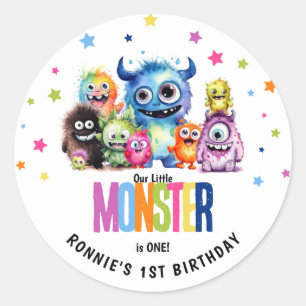 Our Little Monster 1st Birthday Party Classic Round Sticker