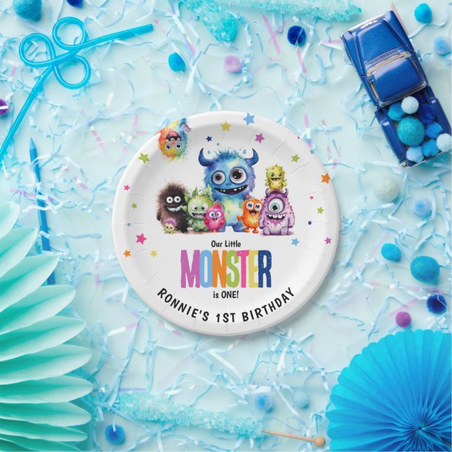 Our Little Monster 1st Birthday Party Paper Plate (Party)