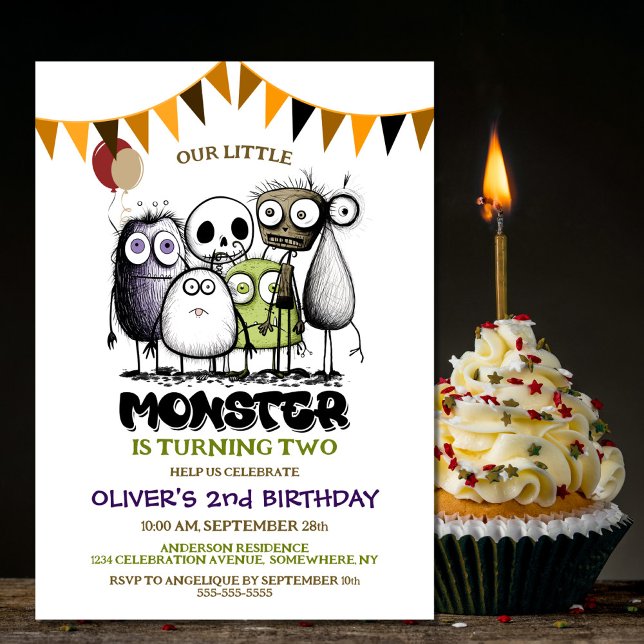 Our Little Monster 2nd Birthday Party Invitation (Creator Uploaded)