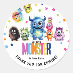 Our Little Monster Any Age Birthday Party Classic Round Sticker
