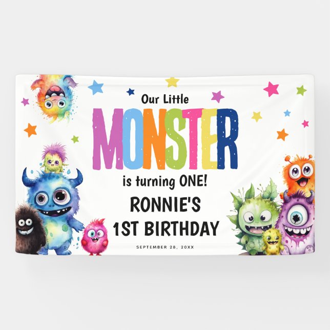 Our Little Monster Birthday Party  Banner (Horizontal)