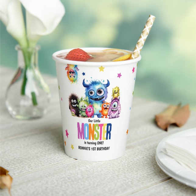 Our Little Monster Birthday Party Paper Cups (Insitu)
