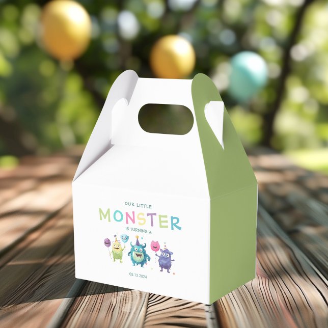 Our Little Monster | Colourful Three Monsters Favour Box (Creator Uploaded)