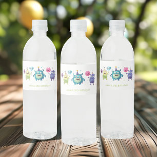 Our Little Monster   Colourful Three Monsters Water Bottle Label