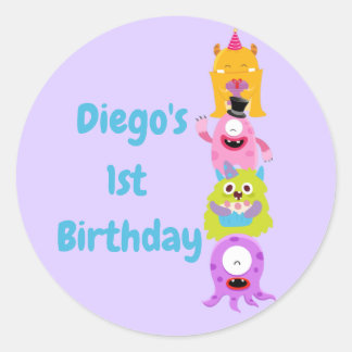 Our Little Monster is Turning One Classic Round S Classic Round Sticker