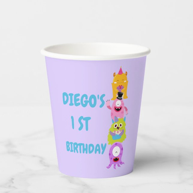 Our Little Monster is Turning One Paper Cups (Front)