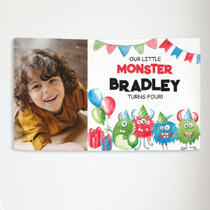Our Little Monster Photo Birthday Party Banner