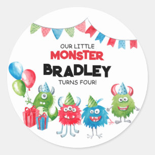 Our Little Monster   Photo Birthday Party Classic Round Sticker