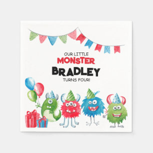 Our Little Monster   Photo Birthday Party Napkin