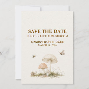 Our Little Mushroom Baby Shower Save the Date Invitation