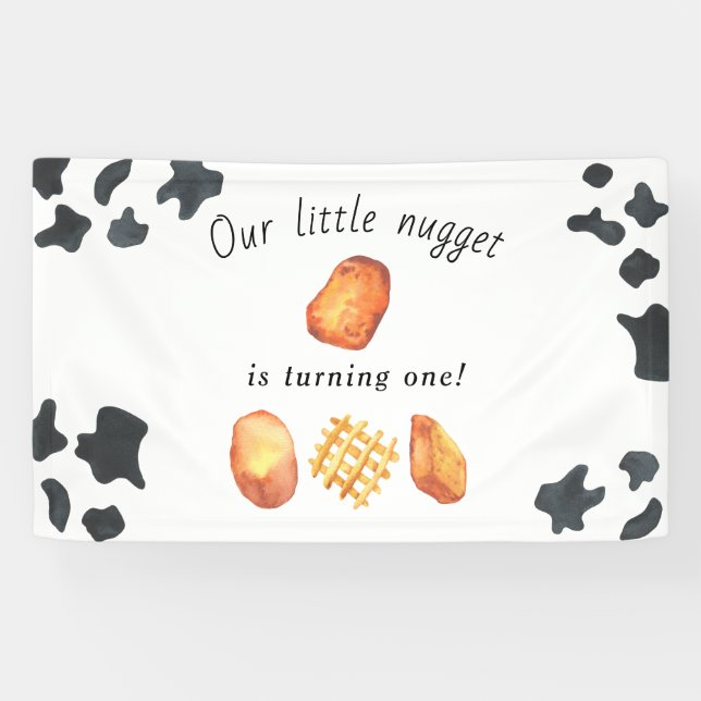 Our Little Nugget is turning one Kids Birthday Banner (Horizontal)