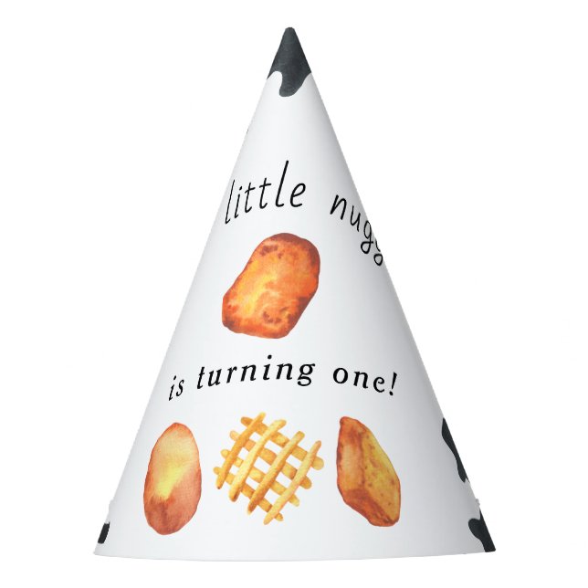 Our Little Nugget is turning one Kids Birthday Party Hat (Front)
