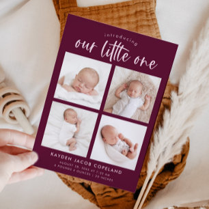 Our Little One Cranberry Multi Photo Birth Announcement