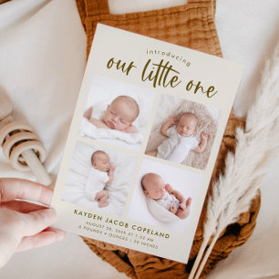 Our Little One Cream Multi Photo Birth Announcement