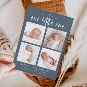 Our Little One Slate Blue Multi Photo Birth Announcement