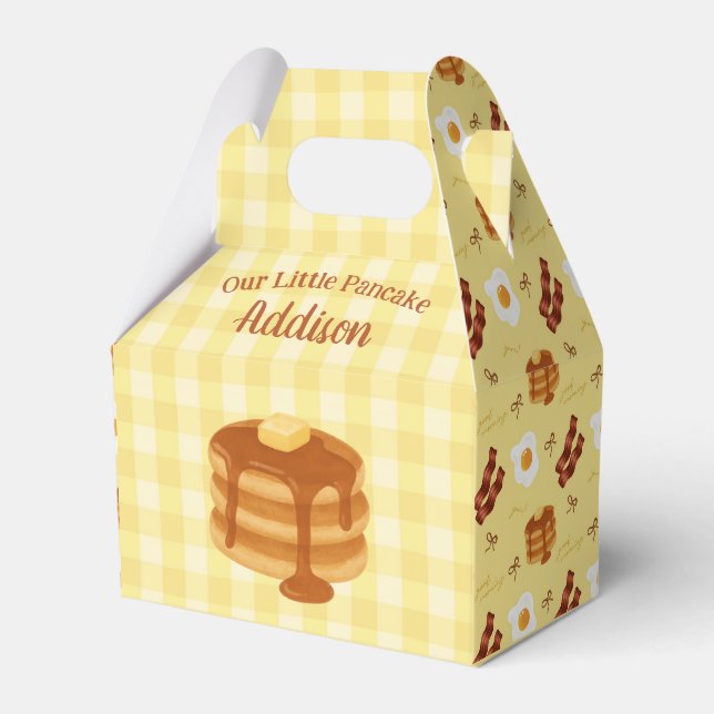 Our Little Pancake Baby Shower Brunch Theme Favour Box (Front Side)