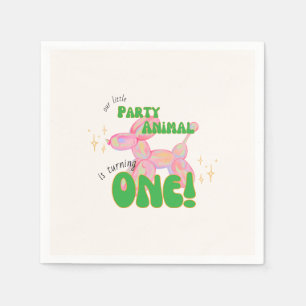 Our Little Party Balloon Animal 1st Birthday Napkin