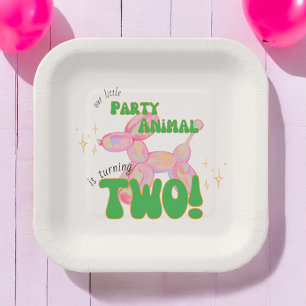 Our Little Party Balloon Animal 2nd Birthday Paper Plate