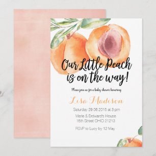 Our Little Peaches on the way Baby Shower Invite