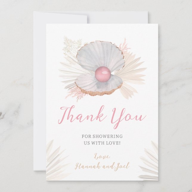 Our Little Pearl Baby Shower Flat Thank You Card (Front)