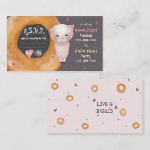 "OUR LITTLE PIGGY"   “Love & Bagels” RSVP Enclosure Card