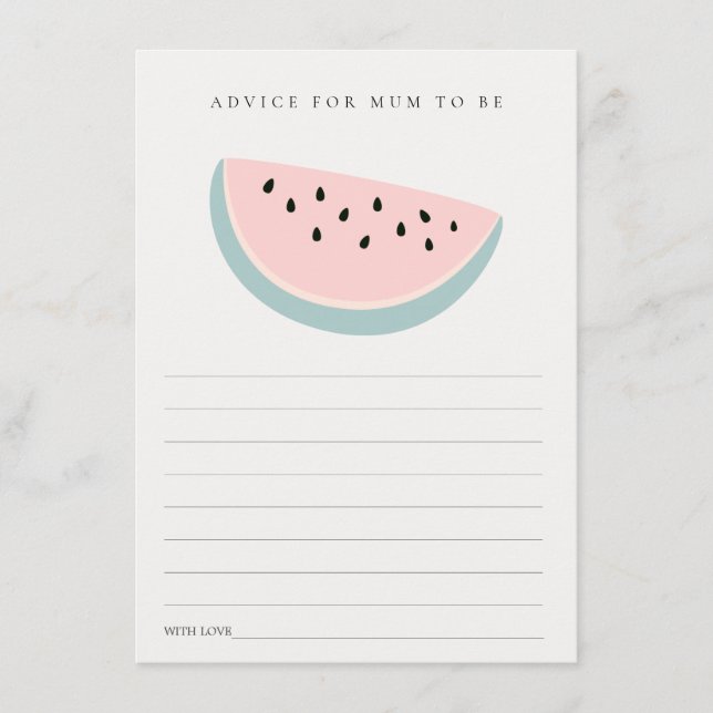Our Little Pink Melon Advice for Mum Baby Shower Enclosure Card (Front)