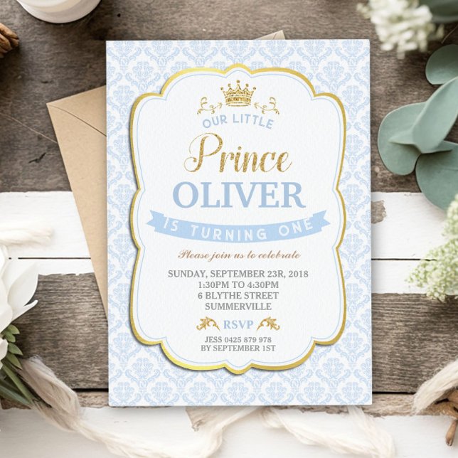 Our Little Prince Birthday Invitation Boy Blue  (Creator Uploaded)