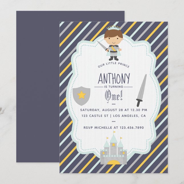 Our Little Prince Birthday Party Invitation (Front/Back)