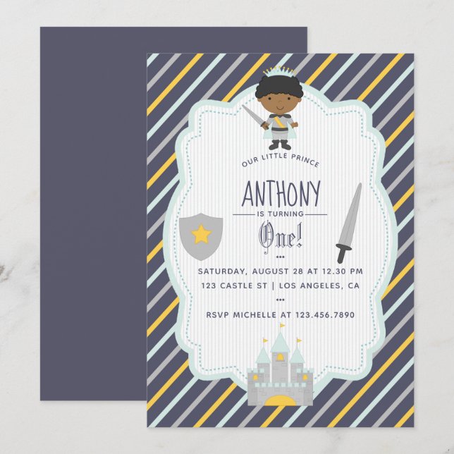 Our Little Prince Birthday Party Invitation (Front/Back)